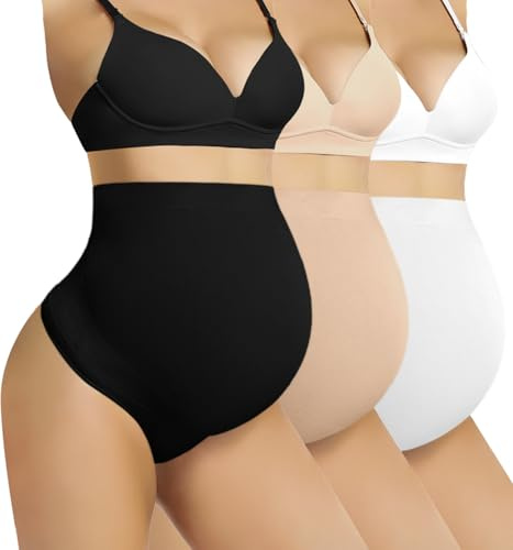 Boguish Bragas moldeadoras de maternidad sin costuras sobre el vientre, tanga, cintura alta, ropa interior para el embarazo