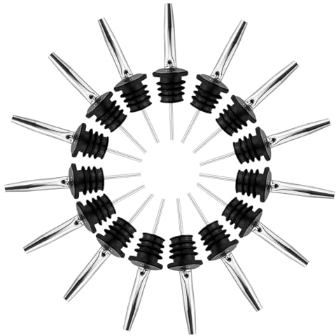 AWAVM 15 piezas de acero inoxidable vertedor de botellas de flujo libre, vertedor de licor, botella de licor de licor, vertedor de velocidad, boquilla cónica para botellas de aceite de oliva, café,