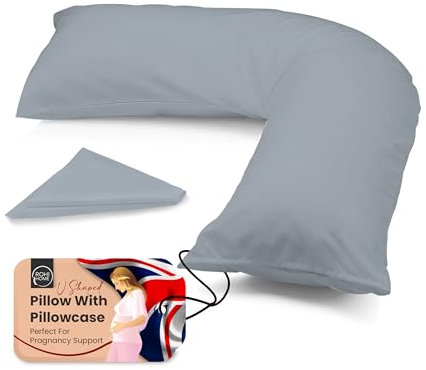 Rohi Orthopaedic V Pillow with Pillowcase – Anti Allergy Triangle pillows for Adults, Nursing, Maternity & Pregnancy – Extra Hollowfibre Cushioning to Supports Neck, Head & Back (Grey)