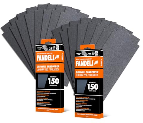 Fandeli | Multi-Purpose Sanding Paper | Grit 150 | 50 Sheets of 4-1/4'' x 11'' | Perfect for Sanding Drywall | Hand Sanding | Orbital Sanders | Sandpaper Sheets | Sandpaper Grit.