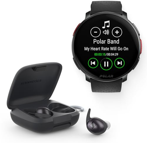 Sennheiser écouteurs Momentum Sport avec Suivi de Fitness- Son Clair avec ANC adaptatif + Polar Vantage V3, Montre Sport avec GPS, Cardiofréquencemètre de Pointe, Autonomie prolongée