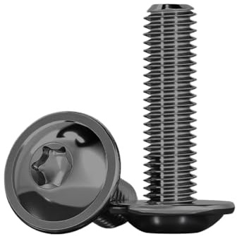 Drenky Torx M4x25mm Vis à Tête Plate Avec Collerette ISO 7380-2 à Métaux Noir Inox A2 V2A Avec Rondelle, Filetage Complet - 20 Pièces