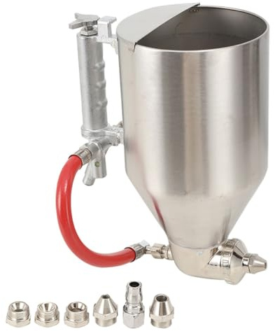 NICCOO Trichterpistole 3500ml, Zement Mörtel Spritzpistole Putzpistole | mit 6 Düsen 4mm, 6mm & 8mm, Edelstahl Farbspritzpistole Putzlackierpistole Lackierpistole Mörtelpistole Für Wänden,Decken