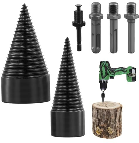 Spaccalegna per Trapano in Acciaio al Carbonio da 32 mm e 42 mm, con Tre Tipi di Maniglie Inclusi, Ideale per Uso Domestico e Outdoor