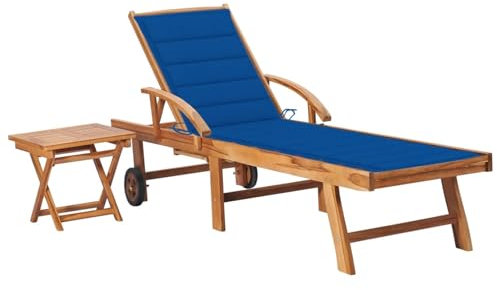 ShGaxin Sonnenliege mit Tisch und Auflage Massivholz Teak, Gartenliege, Liegestuhl, Sonnenstuhl, Sonneninsel Outdoor, Liegen, Gartenmöbel, Bäderliege, Relaxliege - 3063031