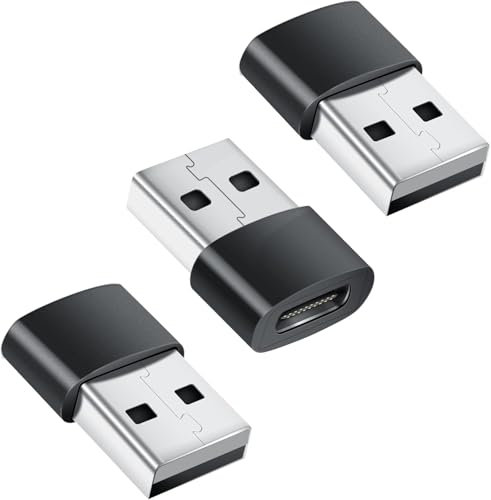 3 Pack,USB C Female to USB Male Adapter,Type C to USB A Charger Cable Converter.Compatible with Macbook, Notebook,Tablet, Smartphone,iPhone 12 13 14 15 16, Car Charger,Samsung Galaxy BLACK. PACK OF 3