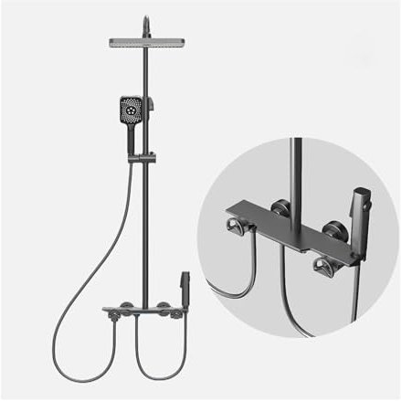 GLYYR Colonna Doccia con Miscelatore, Doccia Soffione Completo, Set Doccia con Soffione E Doccetta, Kit Doccia, Doccetta per Bidet, Doccione per Doccia Completo, Colonne Doccia a Parete