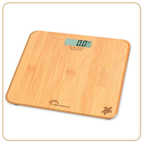 LITTLE BALANCE 8745 Little Tortue Bambou USB-C, Pèse-personne sans pile, Rechargeable USB-C, Réparable, 150 kg, Bambou