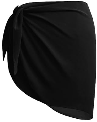 Pareo Damen Strand,Beach Sarong Tuch,Bikini Cover Up Damen,Strandrock,Strandbekleidung,Bikini Mit Rock,für Wrap Strandtuch Wickelrock,Strandkleider Zum Tragen Badeanzügen über,Strand Urlaub,schwarz
