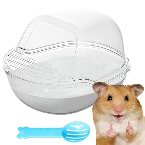 yakermur Hamster Sand Bath Container, Hamster Sandbox, Pet Shower Bath - Transparent Small Animal Sand Bath Container Box, Hamster Cage Accessories with Shovel