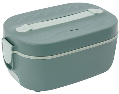 RjcdOPL Gamelle Chauffante 1,5L 80W, Boîte à Lunch Électrique avec Fourchette et Cuillère, 12V/24V/220V, pour Bureau, Voiture, Maison (Vert)