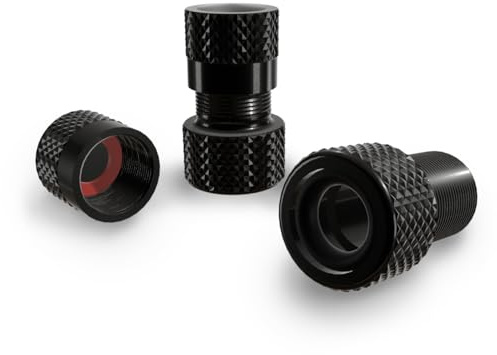 Shredr. Juego de adaptadores de válvula Presta, adaptador de válvula francesa a válvula de coche, aluminio de alta calidad (negro/negro)