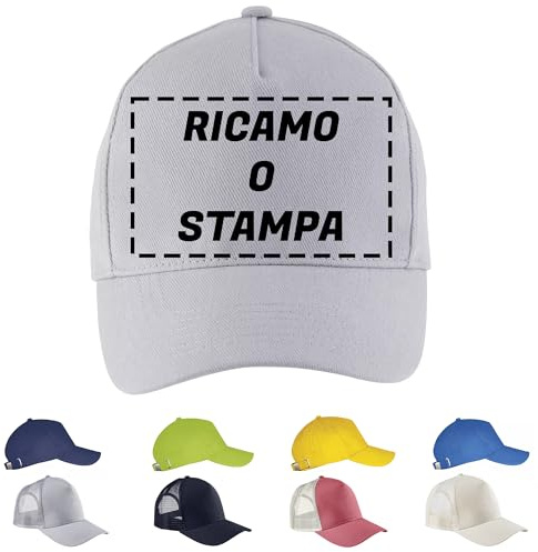Ristohouse Cappello Premium Personalizzato con Ricamo e Stampa, 100% Cotone, 260g, Regolabile con Fibbia Metallica, 5 Pannelli