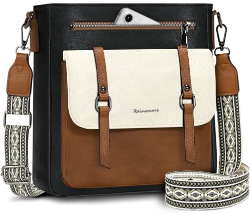 RAINSMORE Bolso Bandolera Mujer Mediano Bolsos de Mujer Bolsos Bandolera Bolso Cruzado de Cuero PU con Correa Ajustable para Viaje Trabajo Compras