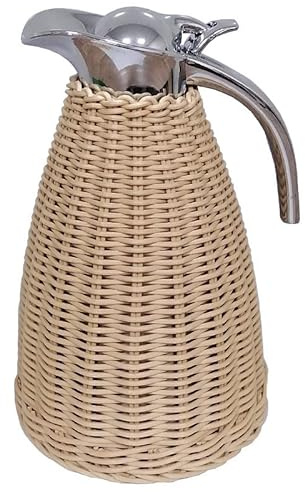 SXYMTSW 1,5 Litri/50 Once Brocca di caffè Isolata a Mano Murata，Caraffa Termica in Rattan，Isolamento Sottovuoto A Doppia Parete，Ritenzione del Calore per 12 Ore E del(Color:Natural)