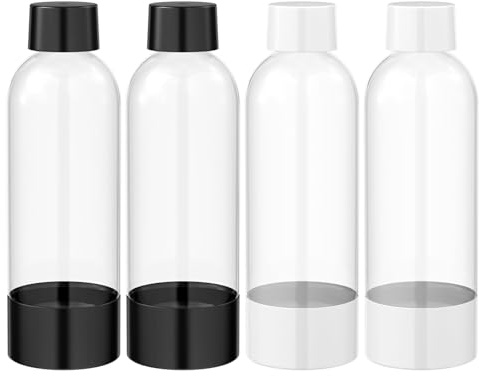 Amdoticknpf 4 Stück Soda Maker Flaschen, Carbonating Bottles Kompatibel mit Isoda Drinkmate Cocosoda, Wiederverwendbare PET-Sprudelwasserflaschen, BPA-frei, Ersatzflaschen für Soda-Maschine