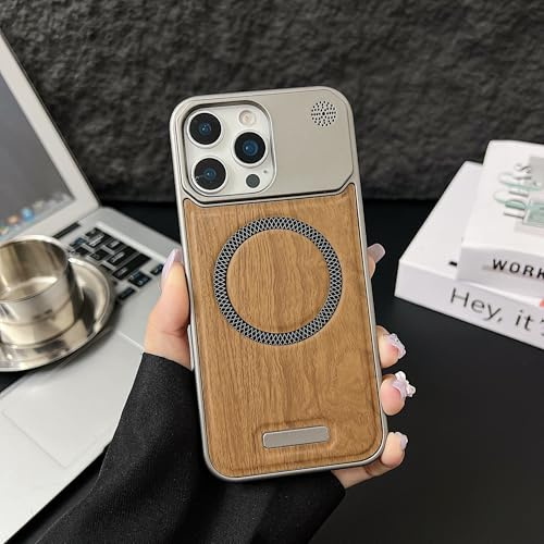 Altartar Coque de protection magnétique pour iPhone 13, [Compatible avec Magsafe] Coque de protection antichoc ultra fine en bois pour iPhone 13, arrière esthétique et anti-traces de doigts, marron