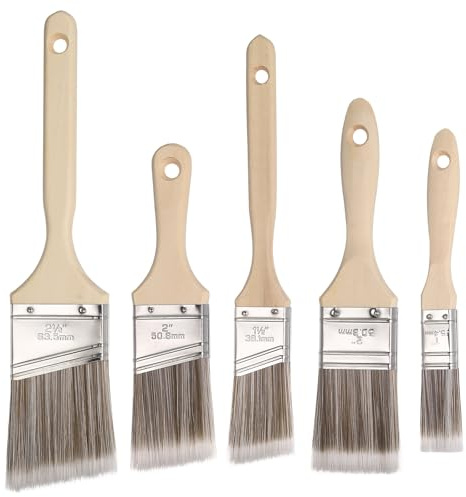 5-teiliges abgewinkeltes Pinsel-Set zum Dekorieren, Schneiden von Pinseln, Dekorieren, Schärpe, Holzbeizenpinsel, Lackpinsel für Glanzbeizen, Wände, Ausbessern, Möbelpinsel-Set