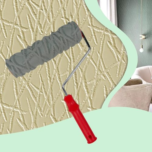 BANCOO 10'' Novel Rubber Mesh Texture Embossed Paint Roller – DIY Wall Art, Home Renovation & Concrete Floor Decor (BC735L)
