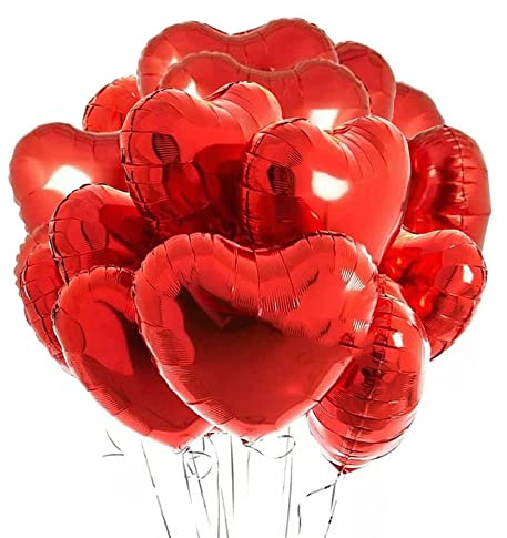 Ballons Herz Helium | FVCENT 30 Stück Herz Helium Luftballons Herzluftballons Heliumballon Folienballon Hochzeit Folienluftballon Geeignet für Geburtstag Brautdusche Valentinstag (rot)