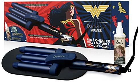 Demeliss SAINT ALGUE - Rizador WAVES - Plancha Ondulada con Efecto Wavy - Revestimiento de Cerámica y Turmalina - 10 Temperaturas - Todo Tipo deCabello - Con Alfombrilla Termorresistente