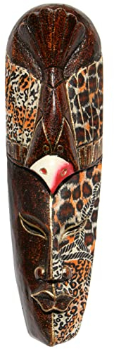 Wogeka - 50 cm Batik Ethno Wand-Maske - im Afrika Style aus Holz als Geschenk-Idee zu Weihnachten Geburtstag Dekoration - Handarbeit Schnitzerei von Bali BATIK06