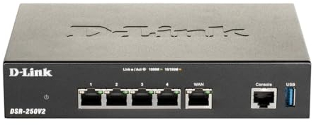 D-Link DSR-250V2 Routeur VPN de Services unifiés, Multi-WAN Giga, basculement, Balance de Charge, IPSec/PPTP/L2TP/OpenVPN, filtrage Dynamique du Contenu Web, contrôle des Applications, Portail captif