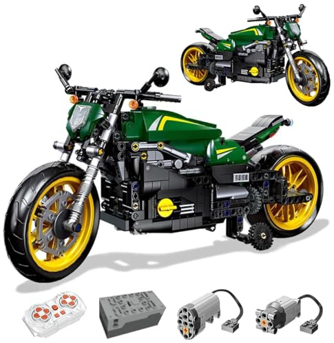 Technik Motorrad Bausteine für Benelli 502C, 765 Klemmbausteine Technik Supermotorrad Modell mit Fernbedienung und Motoren Bauset, MOC Motorrad Set Kompatibel mit Lego Technic