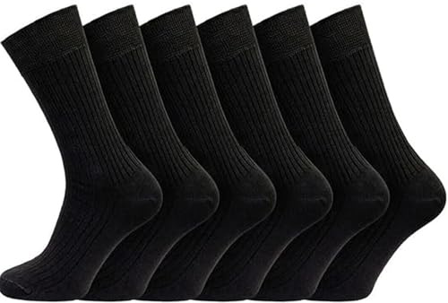 RUBAB Diabetic Socks For Men Wide Elastic Cotton Neuropathy Loose Top Soft Grip Oedema Friendly Swollen Feet Legs non elastic Cuff socks Size UK 6-11 (Black)