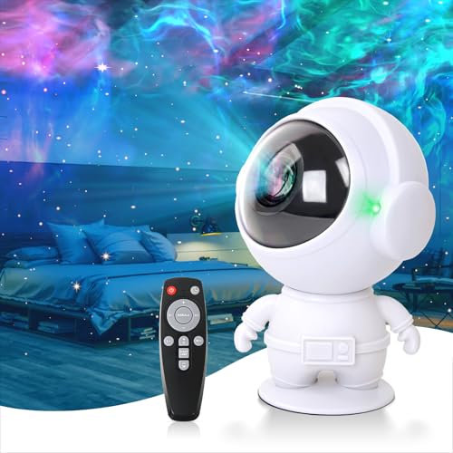 Nefuo Proiettore Galaxy Astronauta Proiettore con Timer e Telecomando, LED Astronauta Cielo Stellato Proiettore per Decorazione Stanza, Regali per Bambini, Adulti, Compleanno (Bianco)