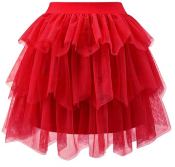 bridesmay Tüllrock für Frauen Erwachsene Elastische Taille Puffiger Knielanger Tutu Rock Mädchen Ballett Halloween Kostüm Flauschiger Tutu