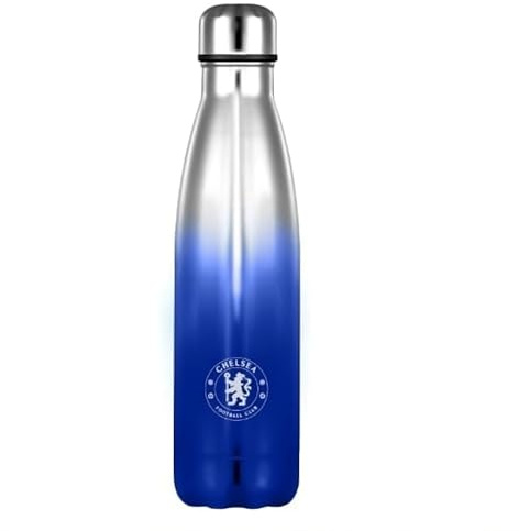 Chelsea FC Water Bottle Stainless Steel Metallic Flask Ombre Bottle Official Merchandise