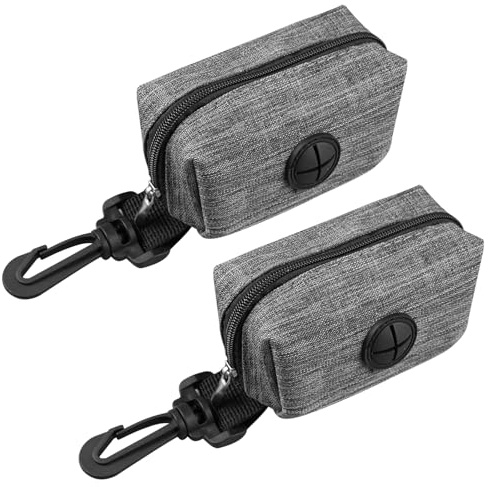 2 unidades dispensador de bolsas para excrementos de perros, soporte para bolsas de basura para mascotas, color gris, para pasear con el perro