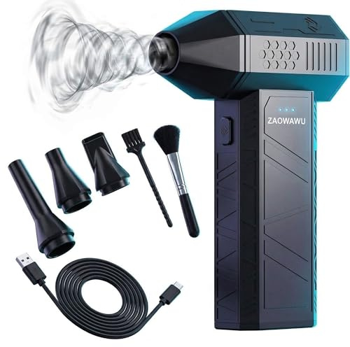 ZAOWAWU X3MINI Compressed Air Duster – 110,000RPM Electric Air Duster & Mini Blower, 3-Gear Cordless Air Duster for PC Cleaning Kit, Keyboard, Car & Home – Air Duster Rechargeable Computer Cleaner