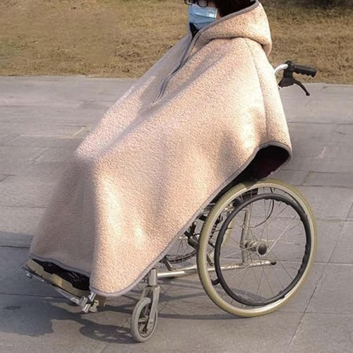 JuanNest Rollstuhl Kuschelige Abdeckung, Rollstuhl Decke Winter Warme Abdeckung Für Den Ganzen Körper, Rollstuhl Mantel Winddicht Rollstuhl Cape Poncho Mit Kapuze, Reise Thermodecke Für Kalte A