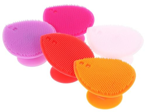 Herzförmige Silikon Waschbürste für Babys, 5 Stück | Zweifach Nutzbar zum Reinigen, Schnelltrocknend und Leicht zu Verstauen, Handliche Form für Alltag Zufällige Farbe