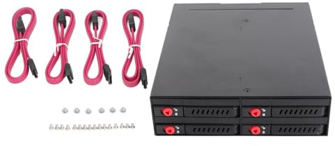 4 Bay HDD Cage 2,5-tums SSD mobilt rack i aluminiumlegering hårddiskhölje med tyst fläkt LED-indikatorer för IT-proffs Datalagring