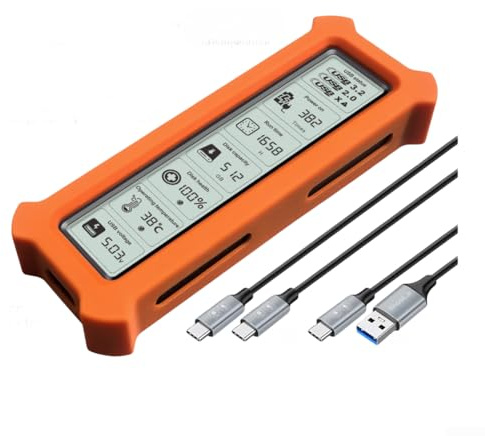 Smart M.2 NVMe SSD, USB 3.2 para Gen2 10Gbps con monitoreo de salud en tiempo real, carcasa de disco duro externo PCI-E (naranja)