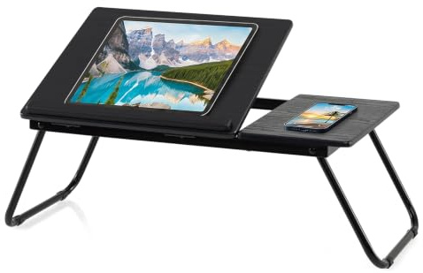 COSTWAY Table de Lit Pliable 55 x 32 cm (Noir)
