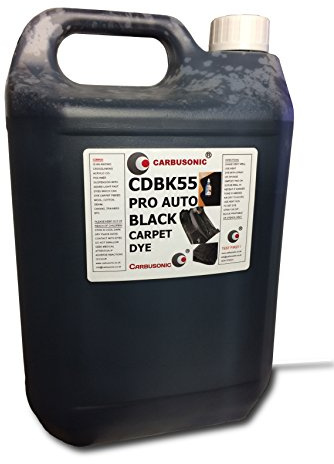Carbusonic Black carpet dye, fabric dye water-based carpet colour restorer dense black. Spray for automotive carpet restoration 5 litre