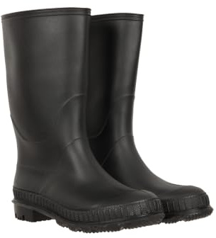 Mountain Warehouse Plain Kids Wellies - Waterproof, Soft Jersey Lined Wellington Boots, Gripped Sole, Boys & Girls - Spring Summer, Rain, School, Outdoors Black Junior Shoe Size 2