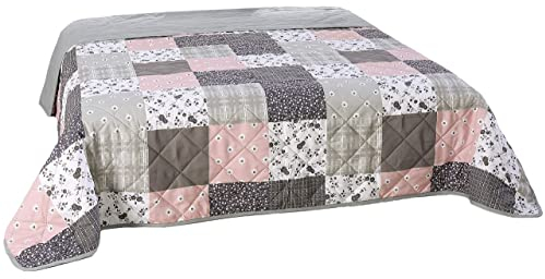 MB Warenhandel24 XXL Tagesdecke Allzweckdecke 220x240 cm Patchwork Landhaus Sofa Bettüberwurf (Luna Patchwork, ca. 220x240 cm)