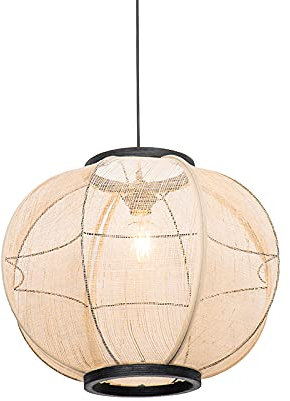 Qazqa Oriental Lámpara colgante oriental marrón 48 cm - ROB Textil/Acero Redonda Adecuado para LED Max. 1 x 60 Watt