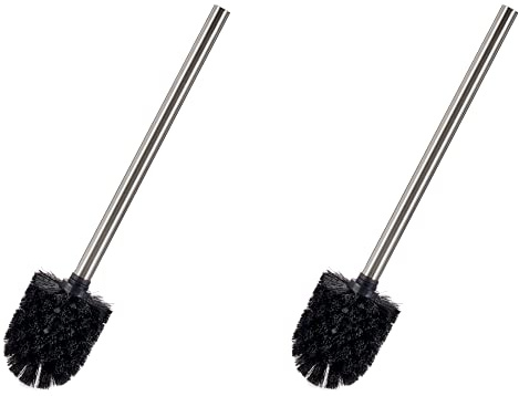TIENDA EURASIA® Pack 2 Escobillas de Baño - Recambio de Escobilla WC de Baño de Acero Inoxidable - Ø8 x 35x5 cm (Negro)