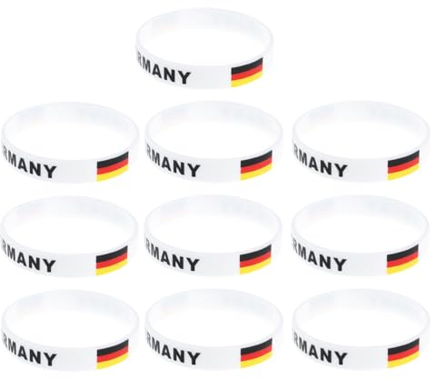 Garneck 10Pcs Deutschland Land Flagge Silikon Armband Gummi Sport Armband Manschette für Souvenir Fan Supporter Fußball Fußball Athletics Gymnastik Hockey
