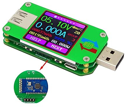 Fasizi UM24C USB 2.0 Power Meter Tester USB Multimeter Farb LCD Display Spannungsstrom Meter Voltmeter Amperimetro Batterie Lademessung Kabelwiderstand mit Bluetooth