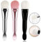 IRYNA Face Mask Brush, 3 PCS Silicone Soft Fiber Facial Mask Brush, Mud Applicator, Serum, Liquid Mask, Pink, White