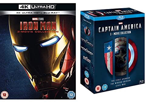 Disney Iron Man 4K Ultra-HD Trilogy [Blu-ray] [2019] & Captain America 1-3 [Blu-ray]