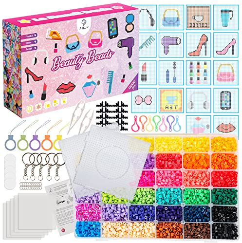 La Manuli Bügelperlenset 11000 Stück 5 mm Steckperlen mit Platten Zubehör Muster Bügelperlen Set für Mädchen Perlen Mit jeder Marke Beads kompatibel