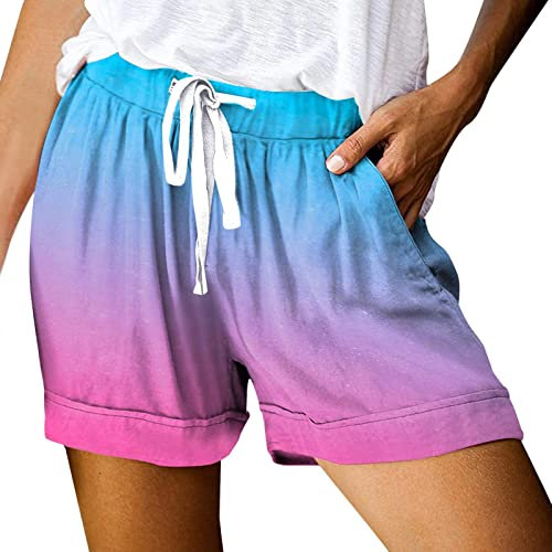 Damen-Shorts für den Sommer, elegant, leicht, Tennis, bequeme Sommer-Strand-Shorts, kurze Damen-Shorts, Wander-Shorts, elegante Damen-Shorts, hohe Taille, Sporthose für Damen, Sommer, kurz, Rosa, S